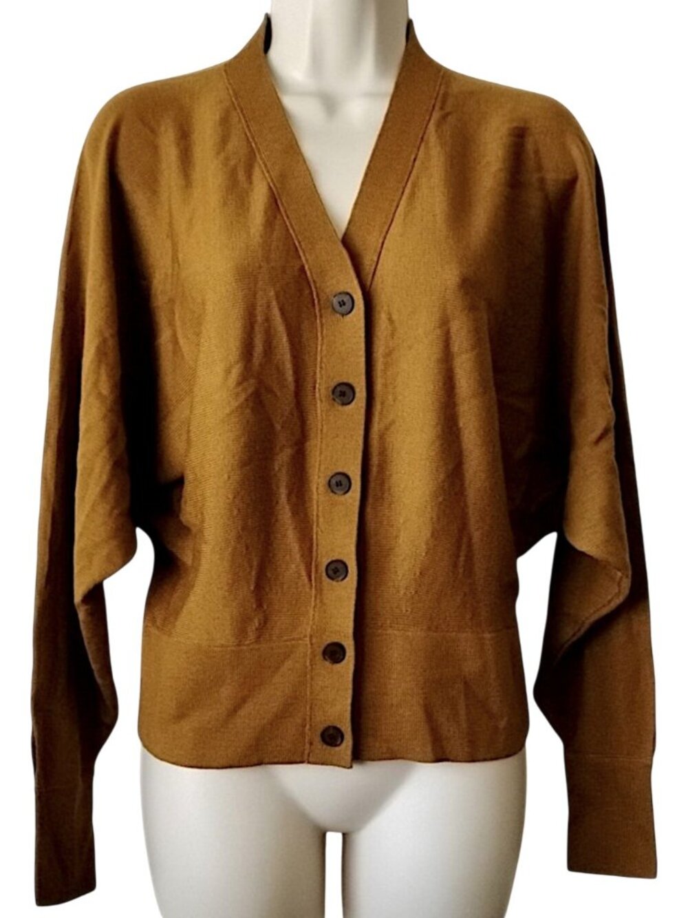 NWOT COS Wool Dolman Sleeve Fine Knit Cardigan S Camel